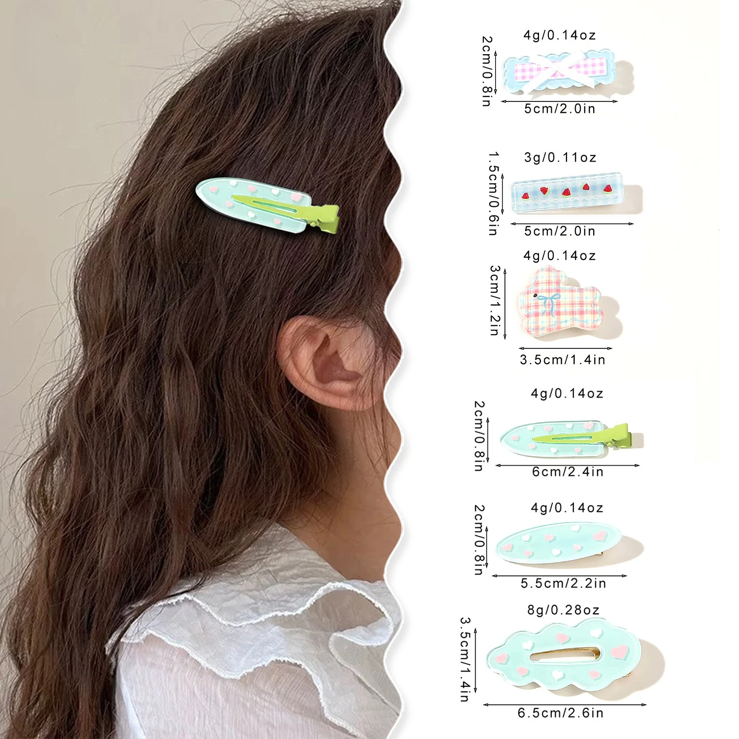 Cute Cartoon Rabbit Clouds Side Clips Sweet Cute Girls Bangs Forehead Clips Women Broken Hairpins Korean Styling Duckbill Clip