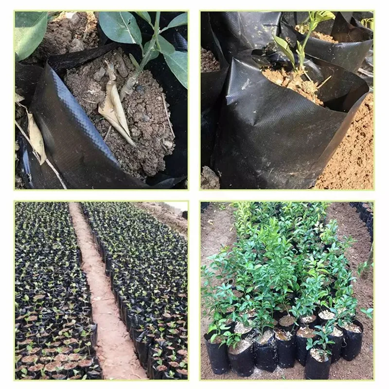 PE Biodegradable Nursery Bags Thicken Plant Grow Bags Fabric Seedling Pots Eco-Friendly Garden Aeration Planting Bags