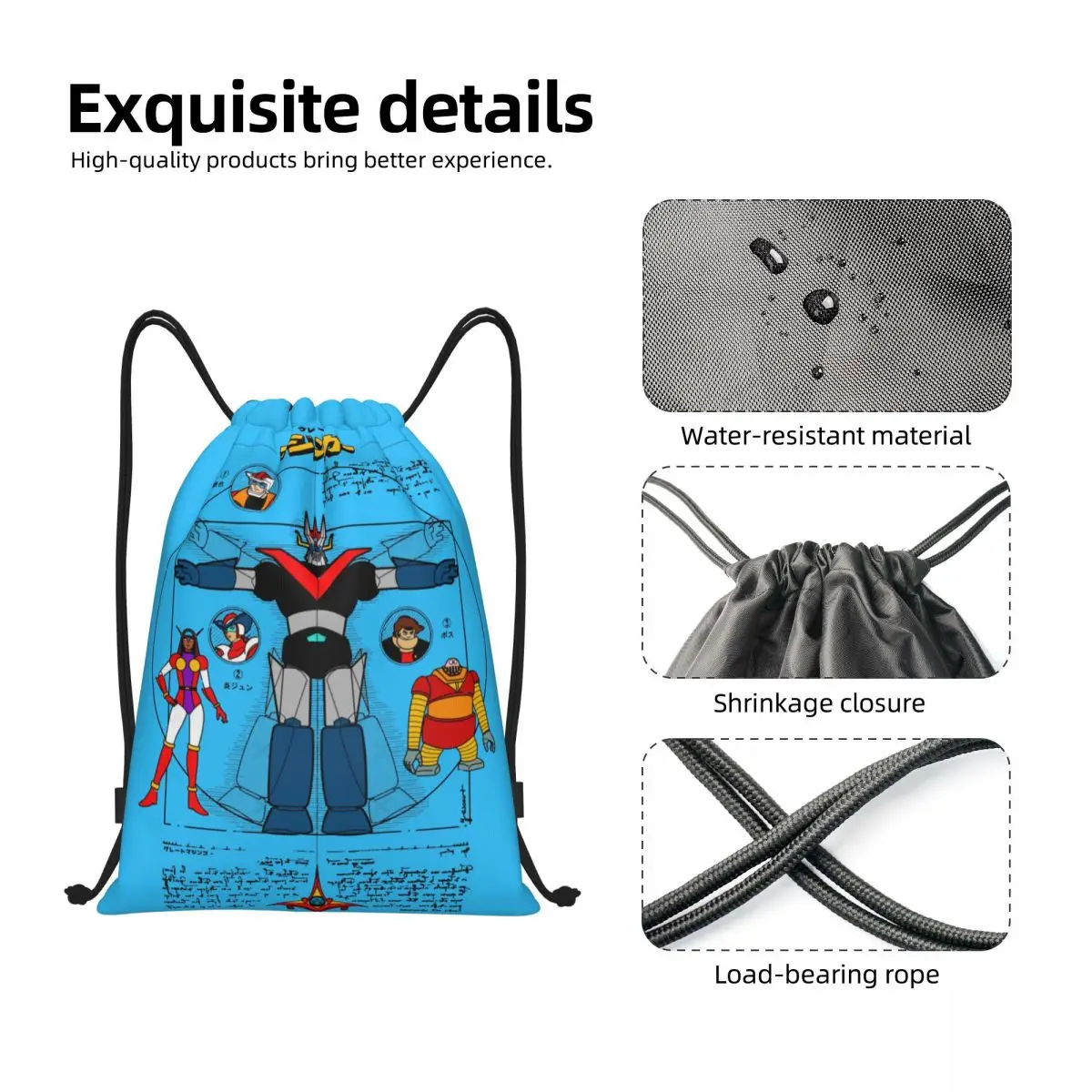 Mazinger Z Backpack Drawstring Bags Robot Tranzor Z Sports Gym Bag Koji Kabuto Robots String Sackpack for Exercise