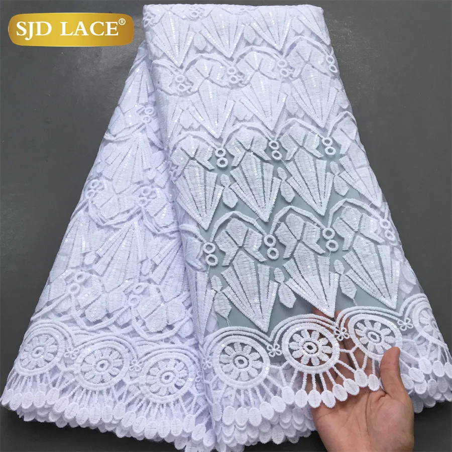 SJD LACE tela de encaje de seda de leche africana 2024 encaje bordado de malla blanca nigeriana de alta calidad para coser vestido de novia de mujer 4043