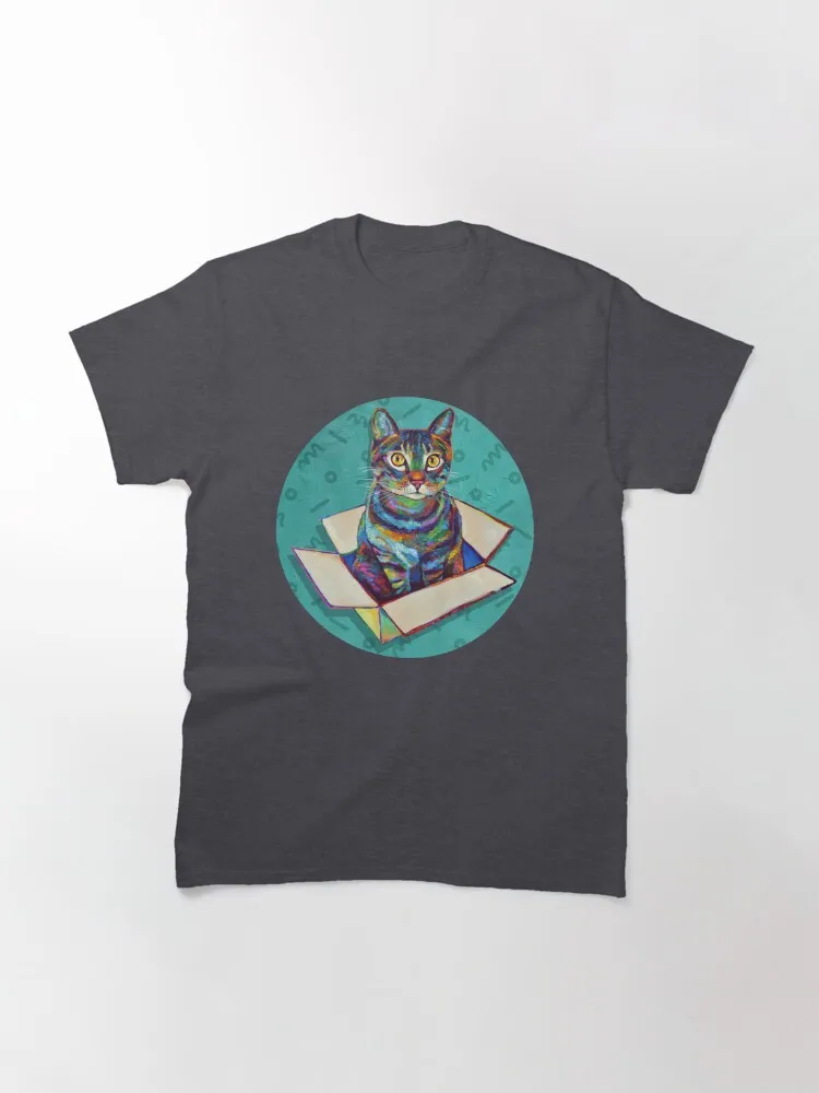 Psychedelic Retro Teal Cat in a Box by Robert Phelps Classic T-Shirt