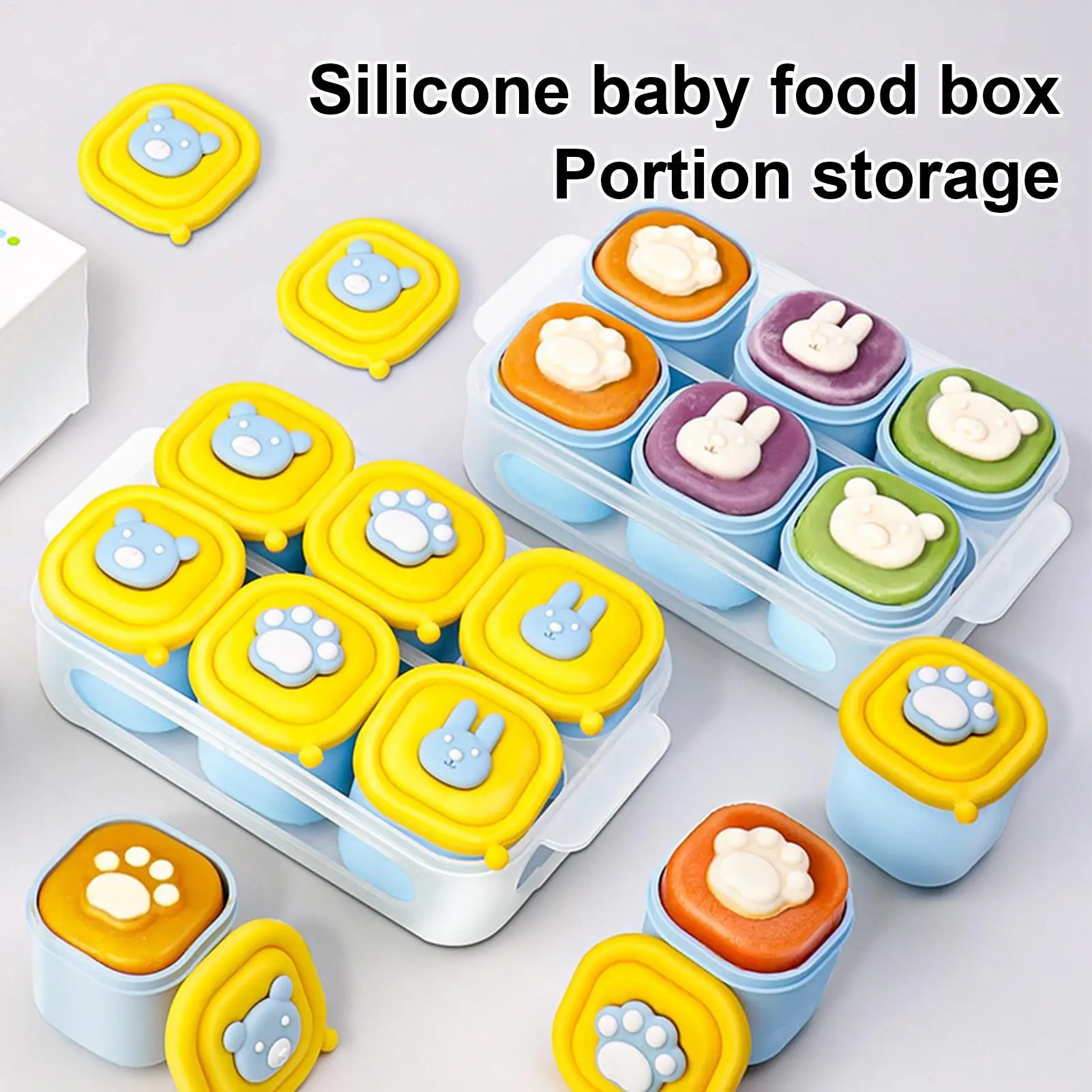 صواني أغذية الأطفال للتجميد 6 تجويف سيليكون حاوية تخزين حليب الأم المضادة للانزلاق المنسوجات حليب الأم المنظم الحاويات