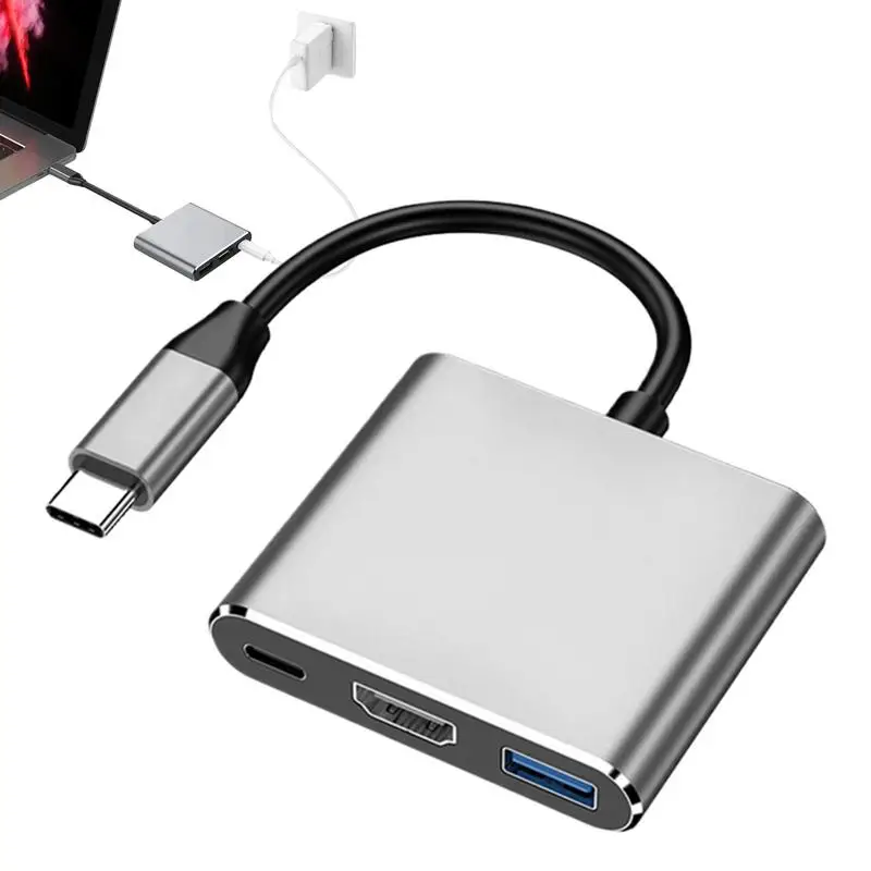 USB C Docking Station USB C Splitter Adapter 3 Ports 4K Docking Station 5GBps Data Transfer PD 100W Charging For Printer Camera