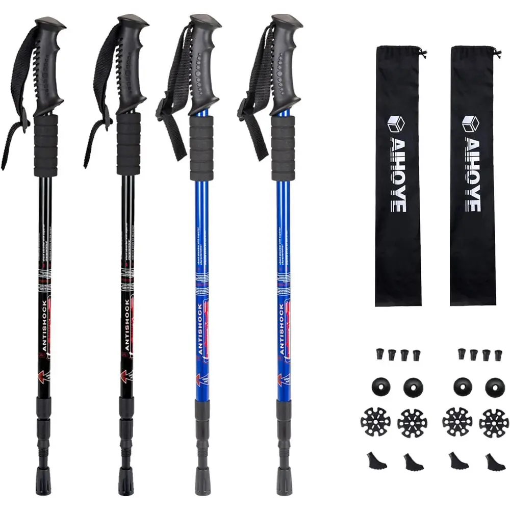 

Collapsible Lightweight Anti-Shock Hiking Poles, 2 Pack Adjustable Walking Sticks for Men & Women