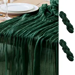 2pcs Christmas Decoration Cheesecloth Table Runner Wedding Vintage  Gauze Table Setting Dining Party Banquets Arches Cake Decor