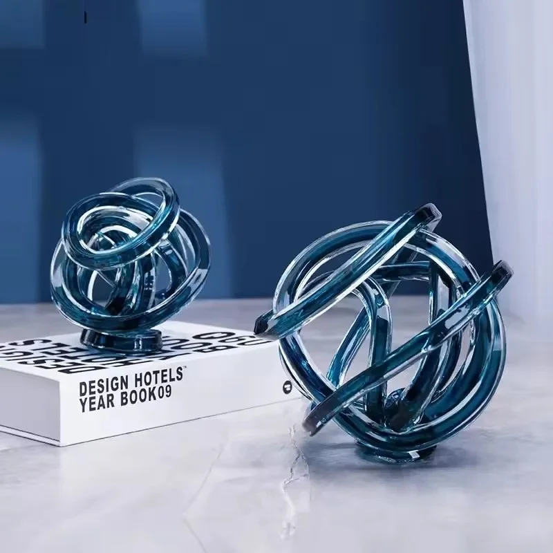 Twisted Coil Creative Transparent Glass Chain Sculpture Desk Decoration Crafts Ornaments Room Aesthetics Decor Modern Artwork