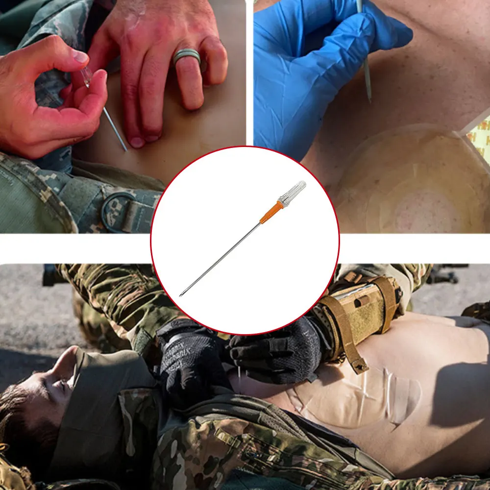 Equipamento de emergência de cor aleatória, kit de primeiros socorros, tensão, pneumotórax, agulha torácica, agulha médica de descompressão no peito