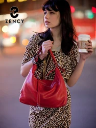 Zency 100% Genuine Leather Women Shoulder Bag With Decorative Tassel Lady Hobo Bag Large Capacity Pocket Handbag For Phone Purse