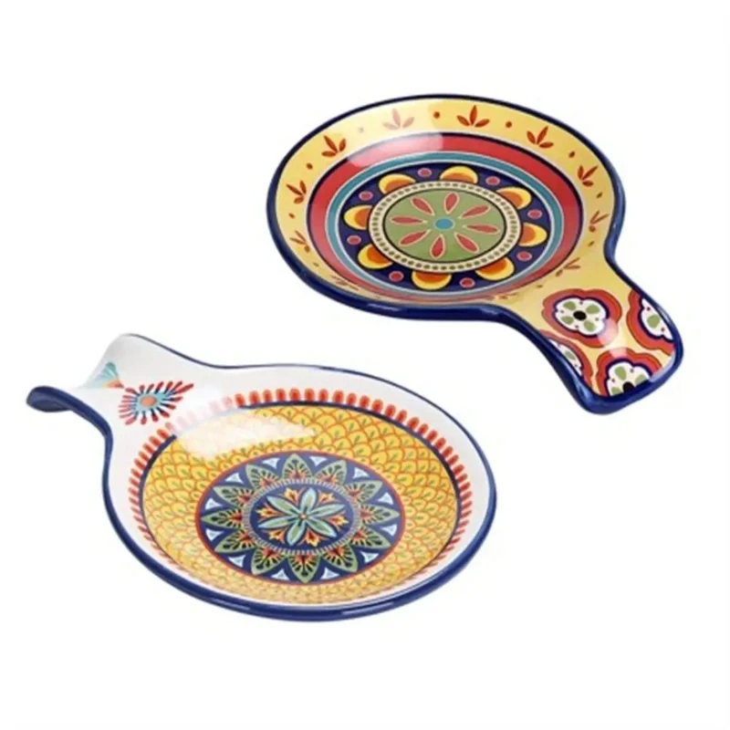 2pcs European American Tableware Spoon-shaped Snack Plates Creative Irregular Snack Small Dish Plates Household Soup Spoon Racks