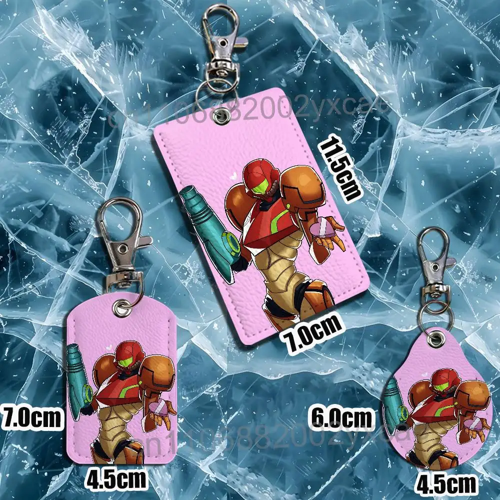 Myles MacKenzie Samus Aran Metroid Cartoon Singer Game Anime Leather Card Holder Can Store Access Control ID Card Subway case
