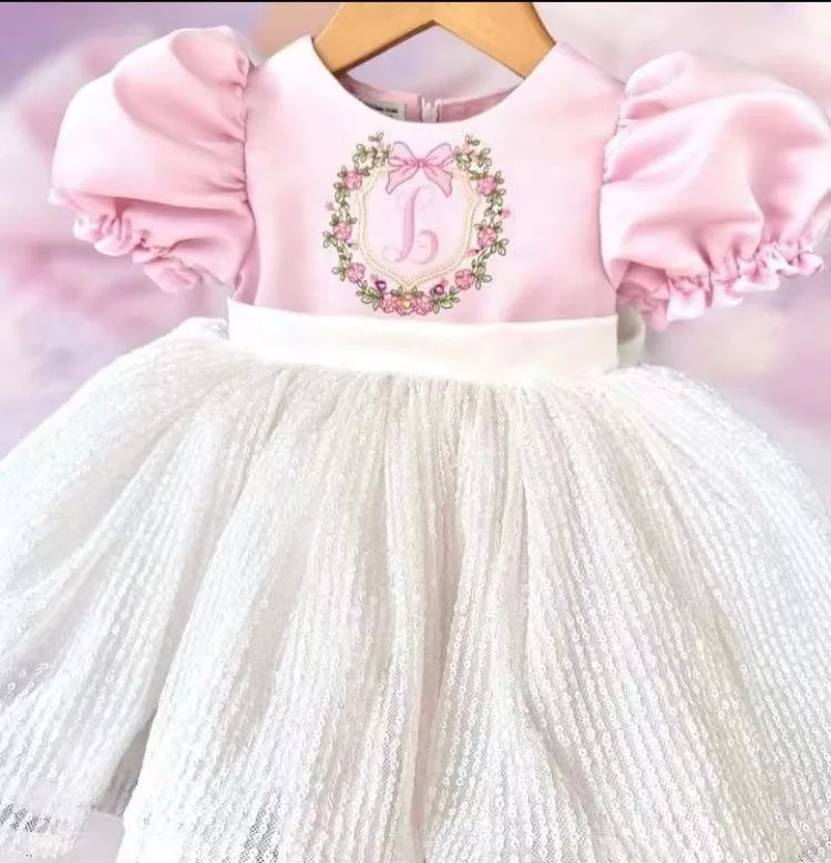 0-12Y Baby Girl Summer Pink Turkish Vintage Ball Gown Princess Dress for Easter Eid Birthday Party