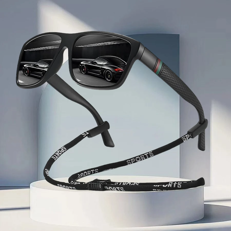 أزياء خمر المشارب الملونة مع سلسلة UV400 النظارات الشمسية الرجال النساء القيادة الصيد الملونة نظارات واقية خفيفة الوزن