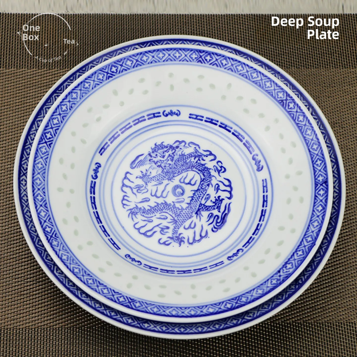 

High Temperature Ceramic Dining Set Classic Blue And White Linglong 8 Inch Soup Plate Underglaze Color Vegetable Plate Fruit ...