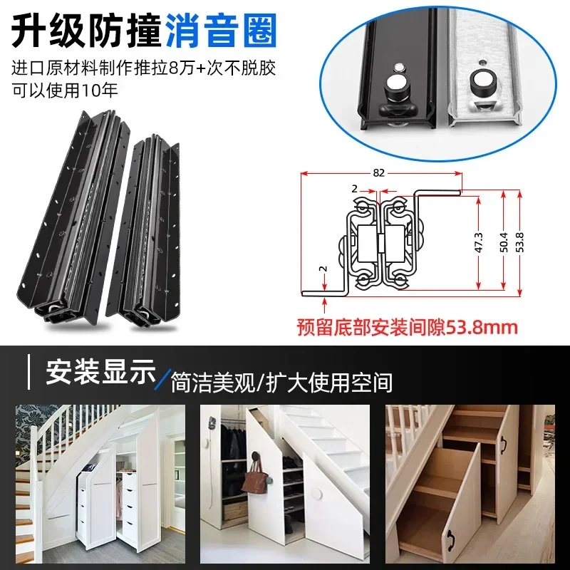 Undermount Heavy Duty Drawer Slides Full Extension Bottom Mounted Hidden Under Ball Bearing Metal Rails Track Guide 1 Pair