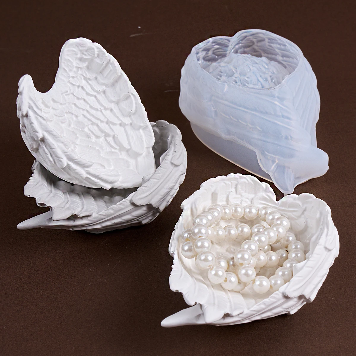 الجناح صينية قالب من السيليكون ثلاثية الأبعاد منحوتة أجنحة الجص الراتنج الخرساني قالب الحرفية ديكور للطاولات عرض المجوهرات الركيزة صنع أدوات