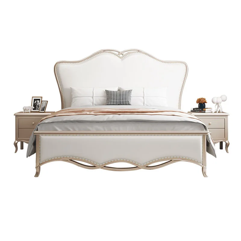American light luxury bedroom solid wood double bed studio villa model room wedding bed Internet celebrity modern simple bed