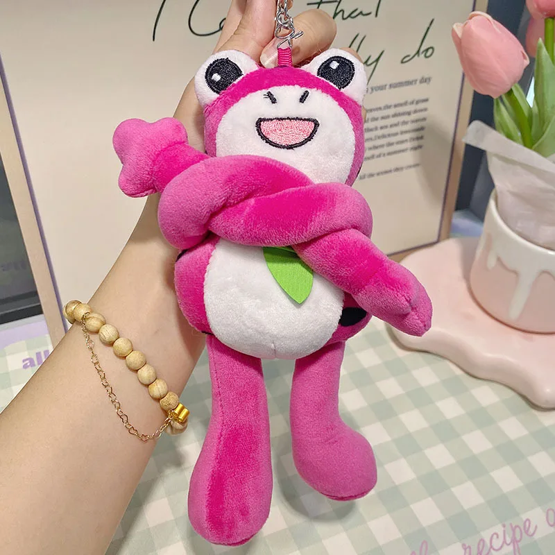 Cartoon Animal Key Pendant Couple Cute Soft Frog Doll  KeyChain The Doll's Arms And Legs Can Be Pulled Backpack Decoration Gift