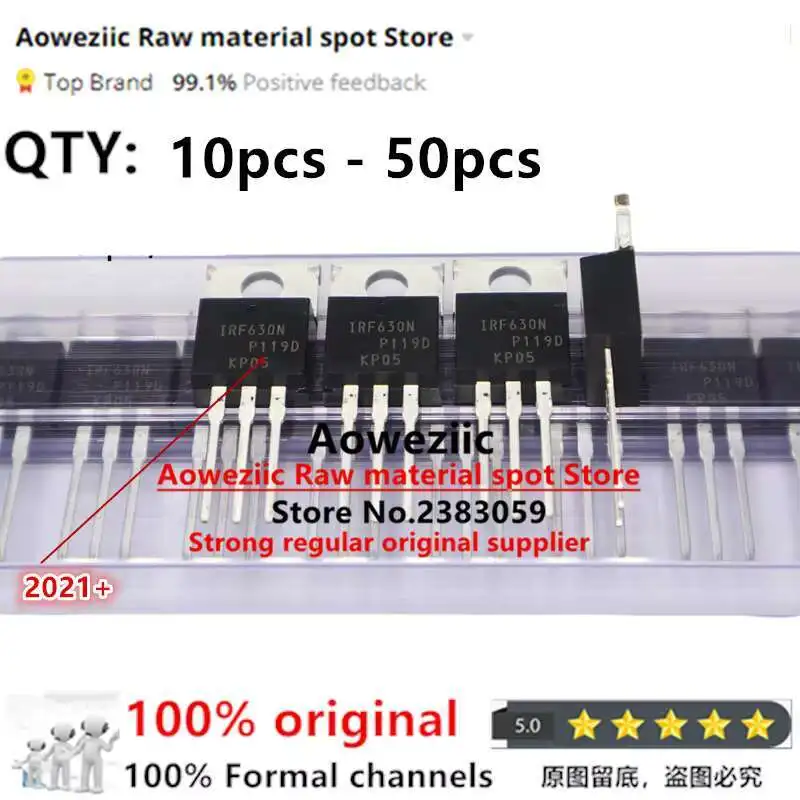 Aoweziic  2023+ 100% New Imported Original IRF630N IRF630NPBF TO-220  MOS FET  200V 9.3A