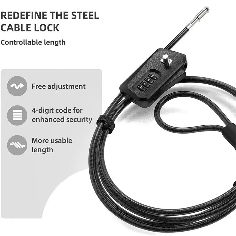 Superior-Cable Lock 6Ft Heavy Duty Locking For Bike, Bicycle, Scooter, Trail Camera With 4 Digit Combination Padlock