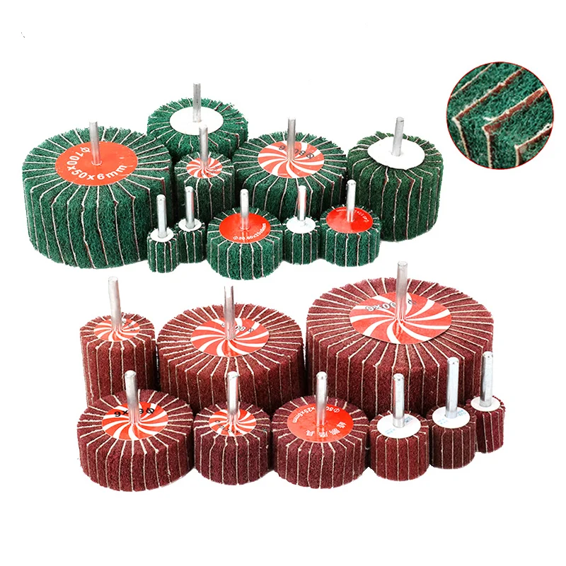 Non-Woven Polishing Flap Sanding Wheel Dremel Electric Drill Brush 6mm Shank For Rust Removal Deburring Head DiscScrewdriver Kit