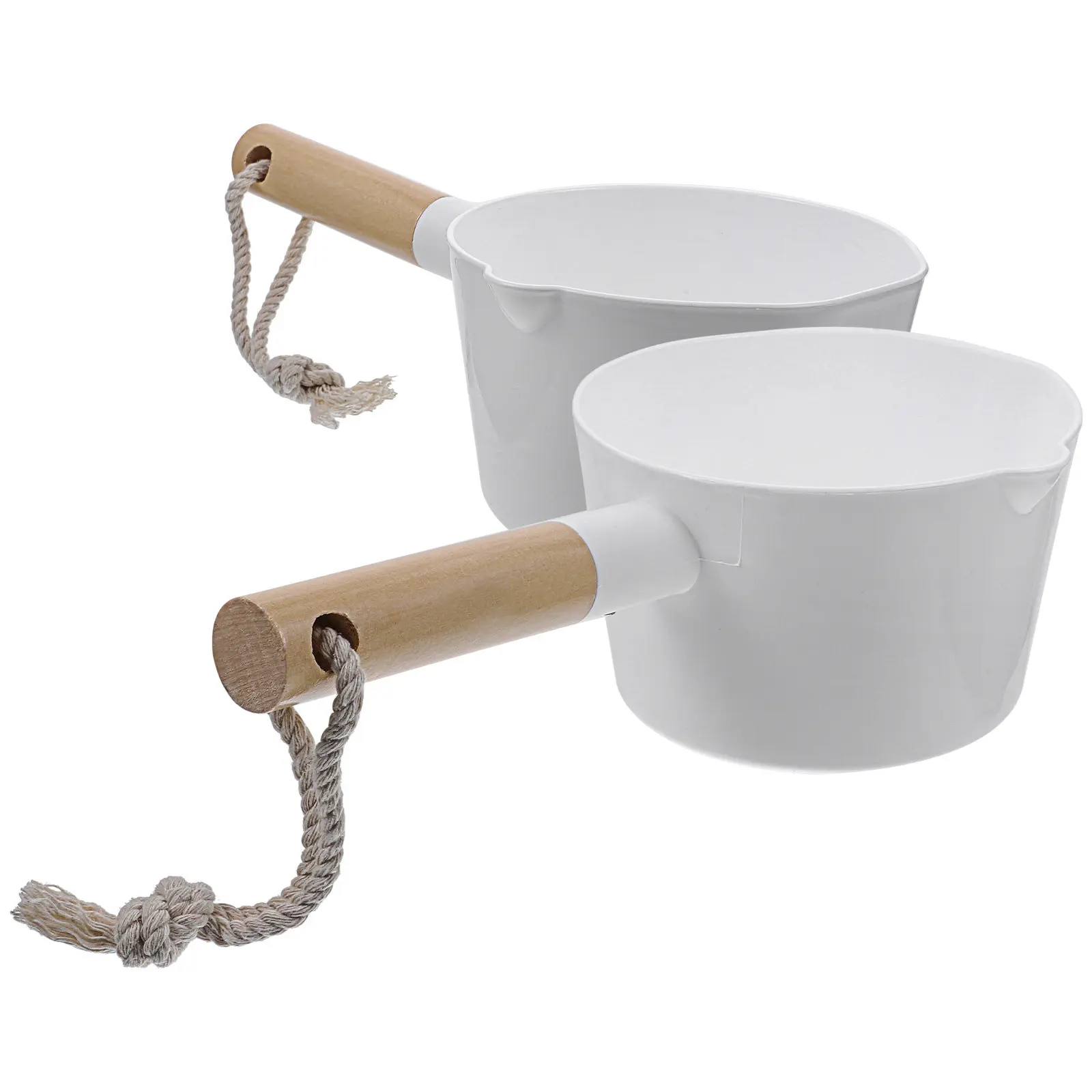 

2Pcs Wood Handle Water Ladle Scoop Large Capacity Reusable Water Dipper for Bathing Cooking Sauna Household Kitchenware