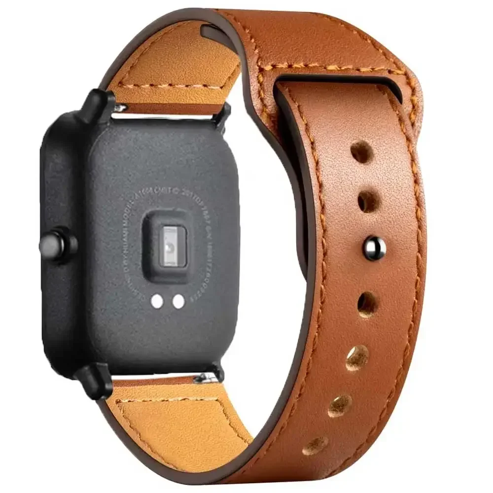 20mm 22mm Leather Strap for Amazfit Bip 6/5/Bip 3 pro/GTS 2 3 4 mini/GTR 2 3 4 Pro belt Bracelet correa amazfit GTR 4 Watch Band