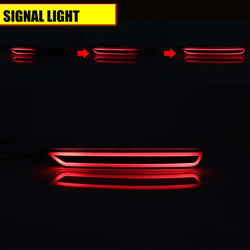 Car Rear Bumper Reflector Brake Tail Lights w/ Sequential Turn Signal Rear Fog Lights For Subaru Forester 2008-2018 Red LED 12V