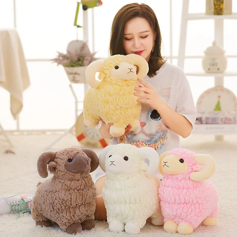 25-60cm INS Like Real Sheep Plush Toy White&Brown&Pink&Yellow Stuffed Animal Simulated Lamb Soft Doll Birthday Gift for Kid Girl