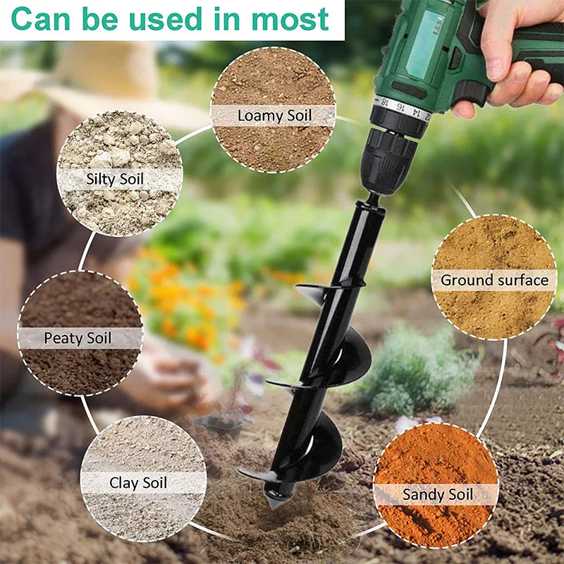 7 dimensioni giardino coclea punta da trapano strumento foro a spirale scavatrice trapano a terra trapano a terra per piantare semi giardinaggio recinzione fioriera