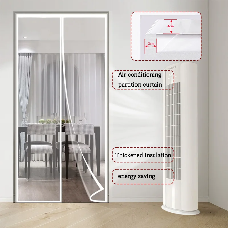 White transparent air conditioning door curtain, winter anti cold transparent curtain, kitchen partition curtain, oil fume proof