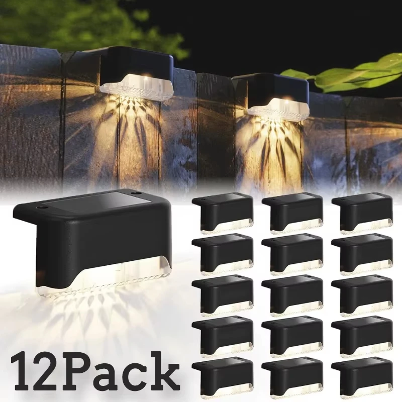 

4–16PCS Solar LED Stair Lights Waterproof Outdoor Step Deck Fence Railing Lamp for Garden Pathway Patio Yard Decoration Lighting