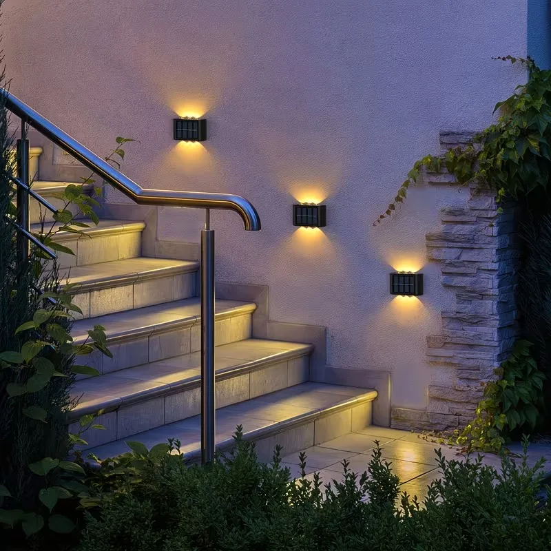 Solar Up Down Wall Light Outdoor Waterproof Fence Decorative Landscape Ambient Lamp for Yard Patio Garden Pathway