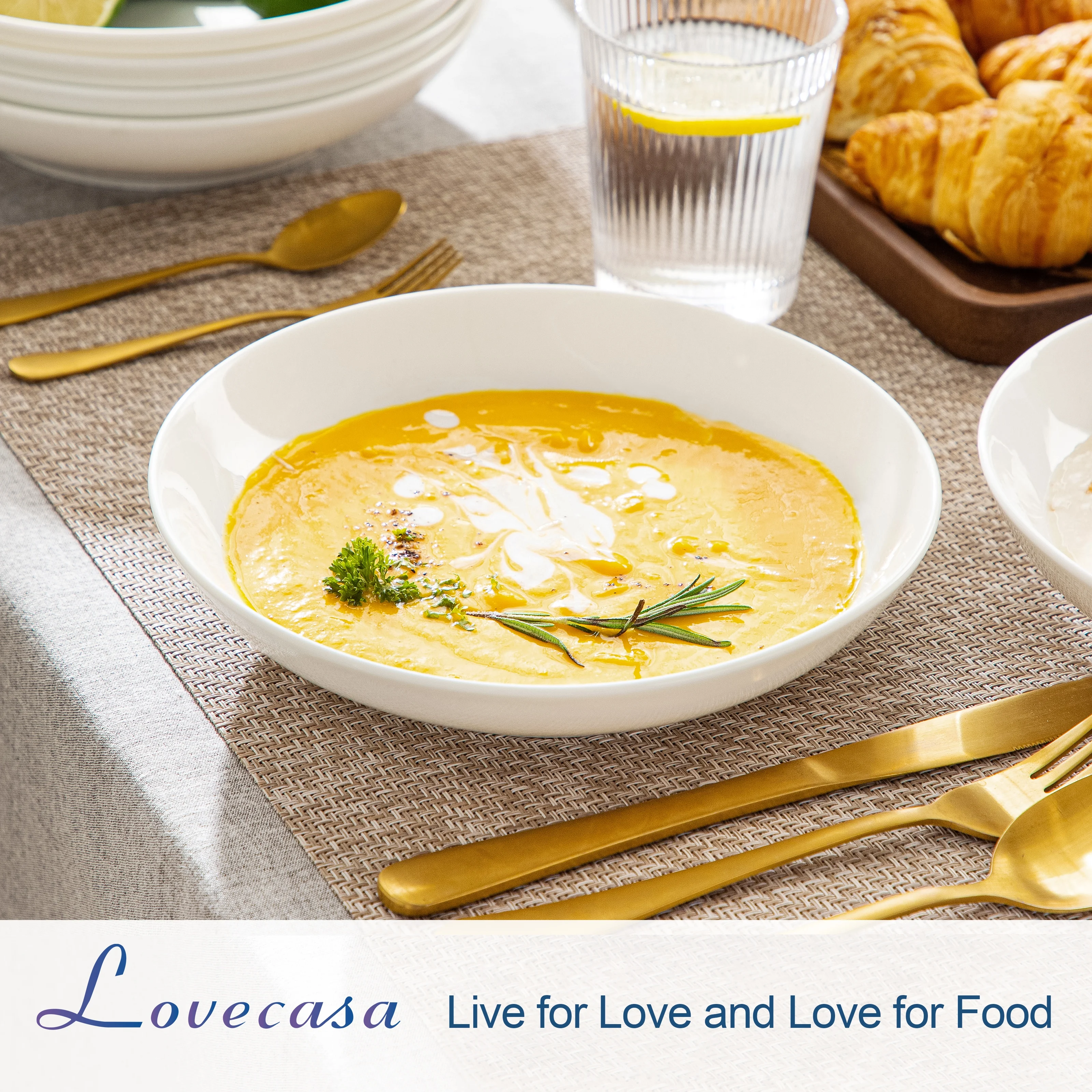 MALACASA 6 قطع 500 مل طقم أطباق شوربة سيراميك بورسلين أبيض للفواكه/النودلز/رامين/وعاء سيرال لخدمة 6/12 8 ألوان #3