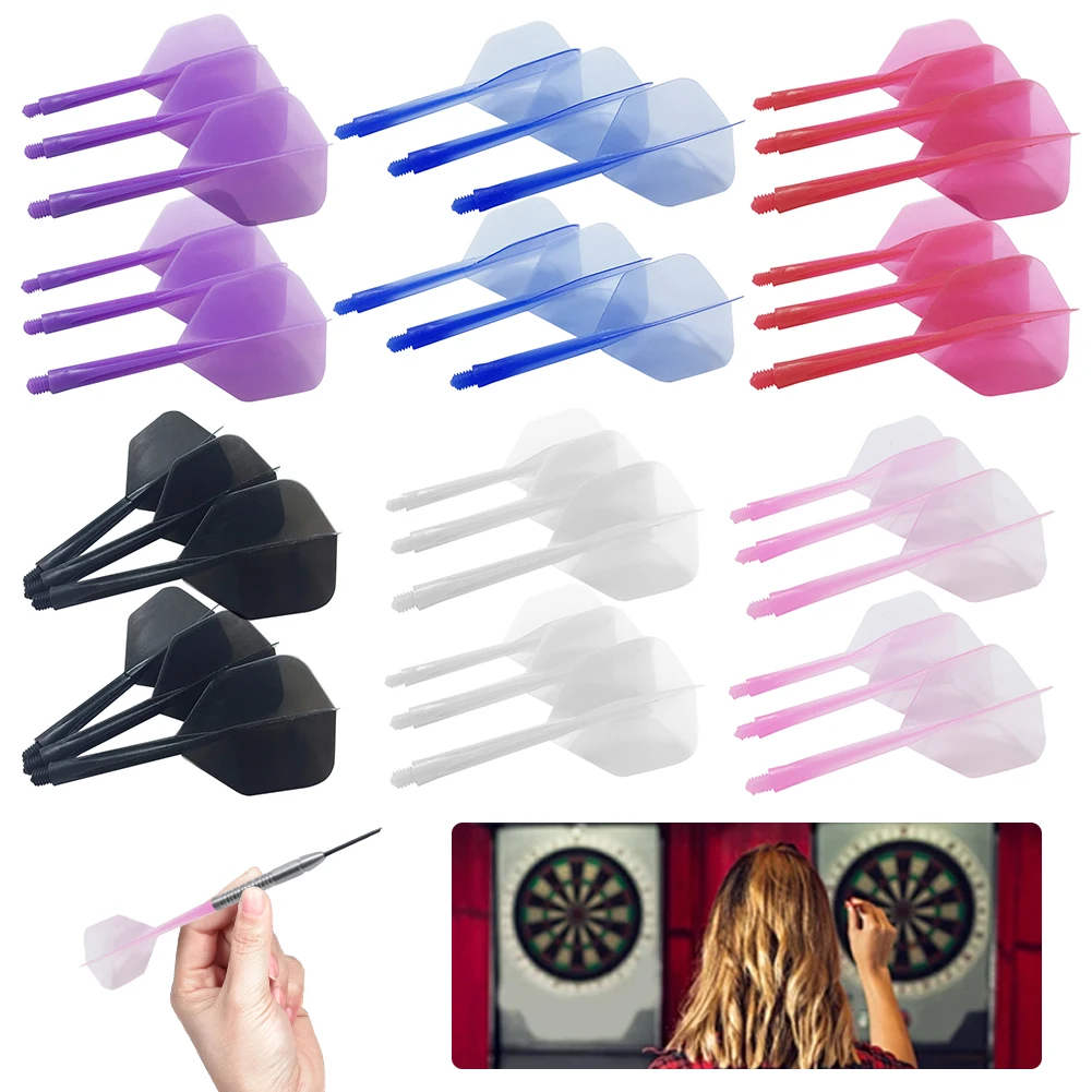 6Pcs Integrated Dart Shaft and Flights Anti-Fall Integrated Dart Flights and Shafts Durable 2BA Screw In-one Dart Flight Plastic