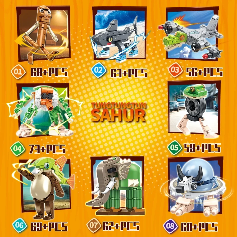 

​Creative 8 Styles Tungtungtungsahur Building Blocks MOC Creative Toys Assembly Bricks Set STEM Educational Gift for Kids