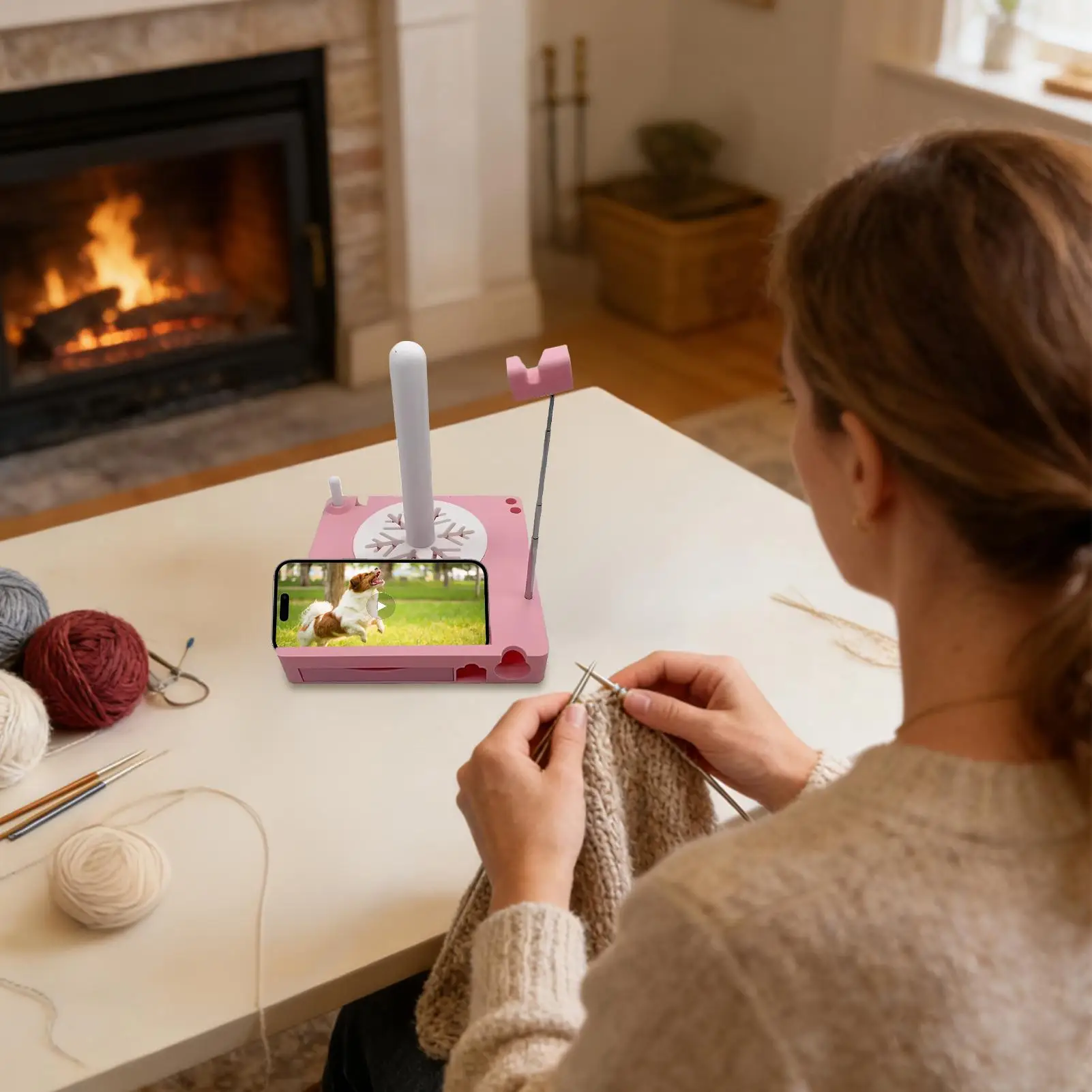 

Yarn Spool Holder Knitting Supplies Organizer Yarn Spool Rack Phone Stand For Women Girls Beginners Knitter Crocheter Craft