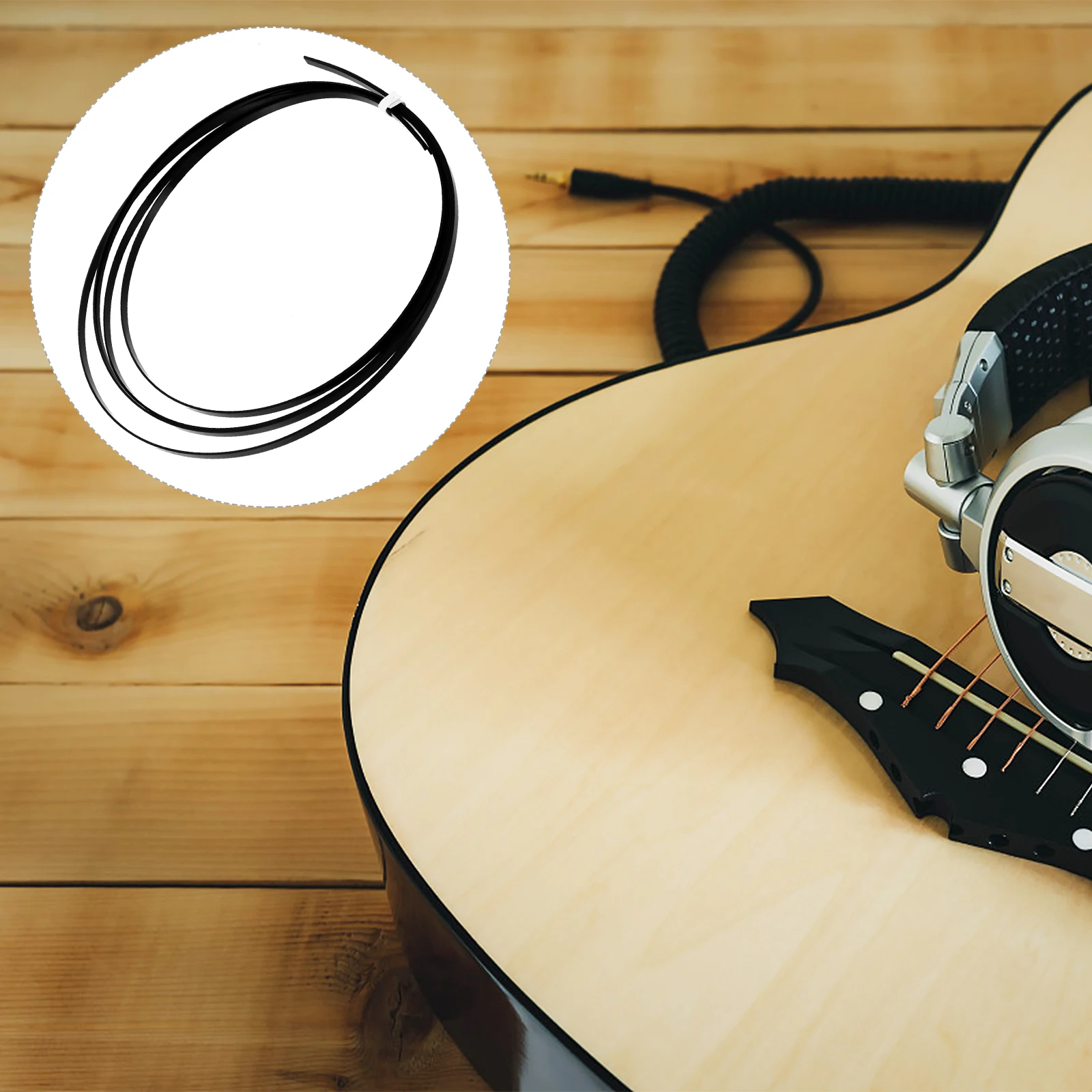 

2Pcs Black Guitar Purfling Strips ABS Edge Binding Repair DIY Accessories Acoustic Guitar Ukulele Mandolin Banjo Parts
