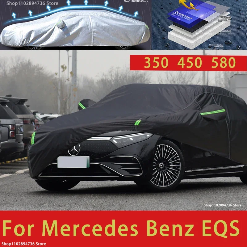 

For Mercedes Benz EQS 350 450 580 SUV Outdoor Protection Full Car Cover Covers Sunshade Waterproof Dustproof Black Car Cover