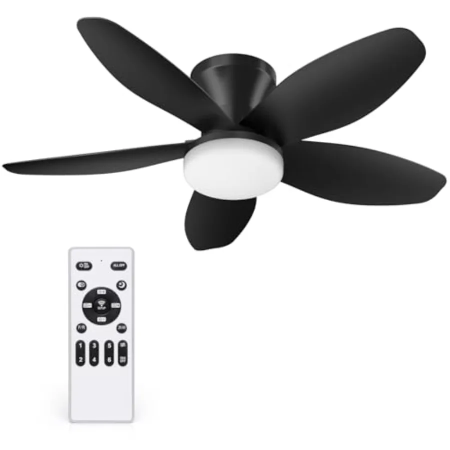 

35 Inch Ceiling Fan with Lights and Remote Control, Quiet Modern Low Profile Fan Light with 6 Speeds, Dimmable LED, Reversible