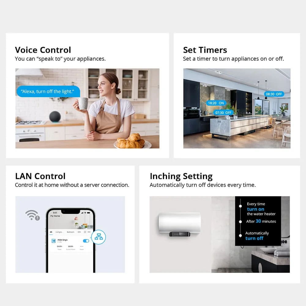 SONOFF POW แหล่งกำเนิดสินค้า16A Wifi Smart Power เมตรแรงดันไฟฟ้าเชื้อเพลิงประหยัดพลังงานไร้สาย Remote Controle ผ่าน EWelink