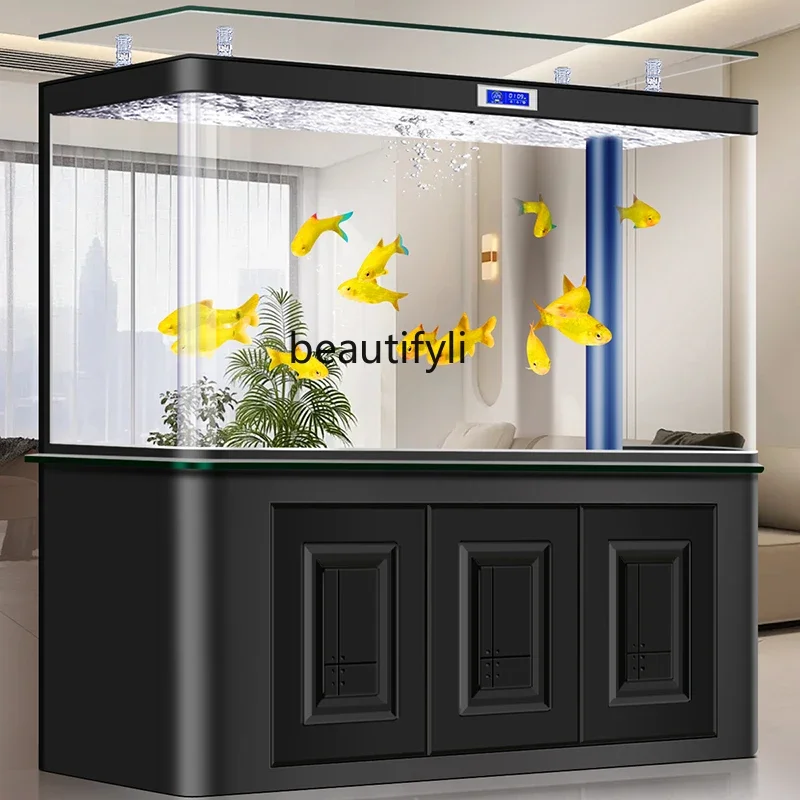 

Explosion-proof glass fish tank medium and large bottom filter hot bending aquarium household, ecological water change new model