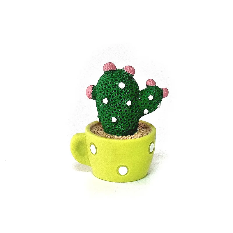 1 Set of 4 Resin Succulent Cactus Mini Green Plant Cute Shaking Head Spring Car Console Accessories Ornament Interior Decoration
