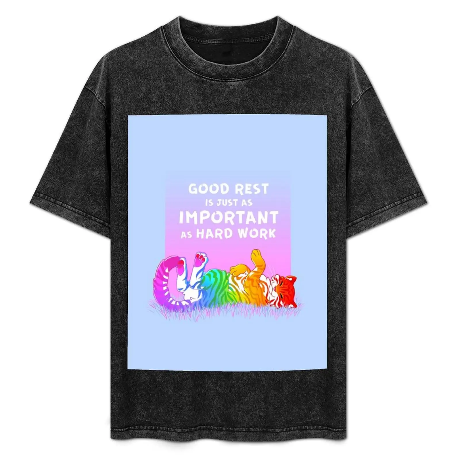 

Good Rest is Just as Important as Hard Work Rainbow Tiger T-Shirt Construction Work Tee Shirt