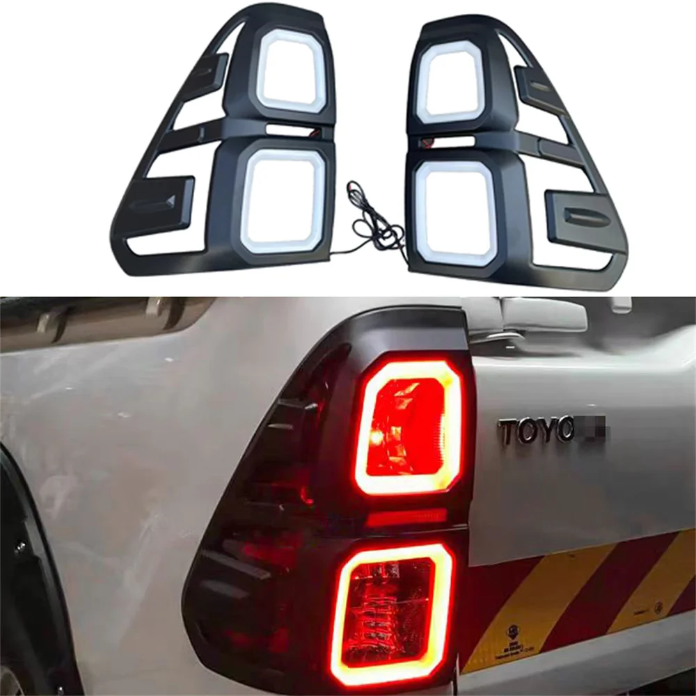 

DUKE4WD Car Accessories Taillight Cover With LED For Toyota Hilux Revo 2015-2018 Decoration Car Exterior Rear Lamp Hoods