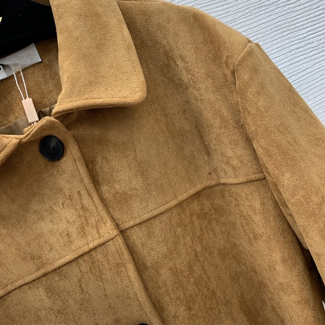 British retro single-breasted lapel loose versatile mid-length deerskin coat autumn and winter new luxury coat