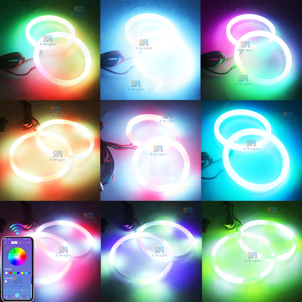 12V 24V RGB Streamer APP Control Angel Eyes Halo Ring DRL for Scooter Car UTV ATV Motorcycle Headlight Fog Decorative Light 2pcs