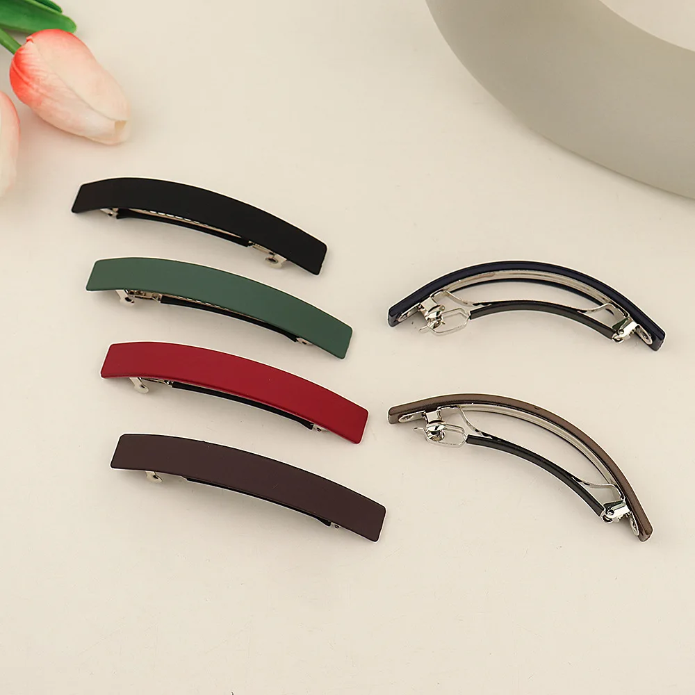 الكورية موضة مات البلاستيك مقاطع الشعر رقيقة قوس على شكل المشابك بسيطة بلون دبابيس الشعر النساء أنيقة بوبي دبابيس أغطية الرأس