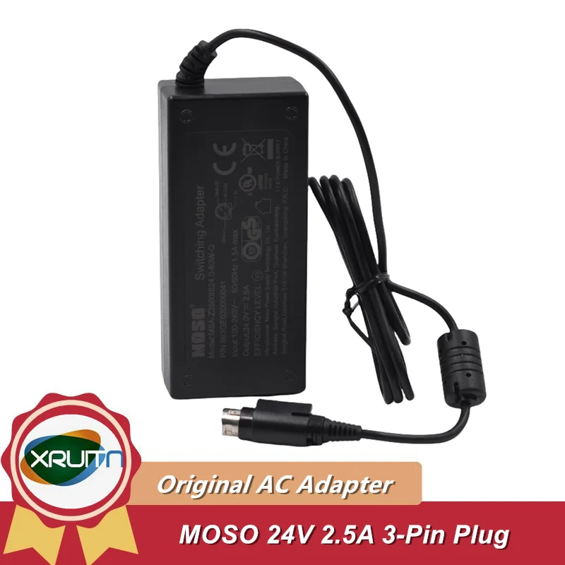 Genuine MOSO MSA-Z2500IS24.0-60W-Q Power Supply AC Adapter 24V 2.5A 60W 3-PIN Plug Printer Power Charger