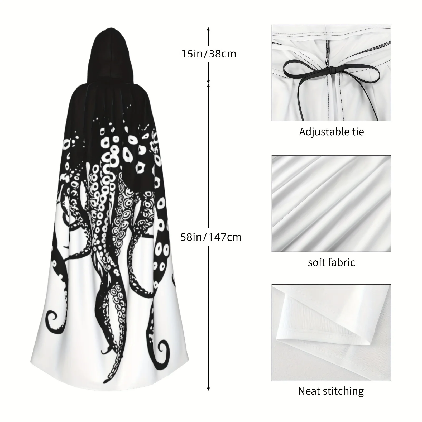 Customization Halloween Party Supplies Decorations, With Hooded Cloaks And Wizard Robes, Designed With Vintage Octopus Tentacles view 6