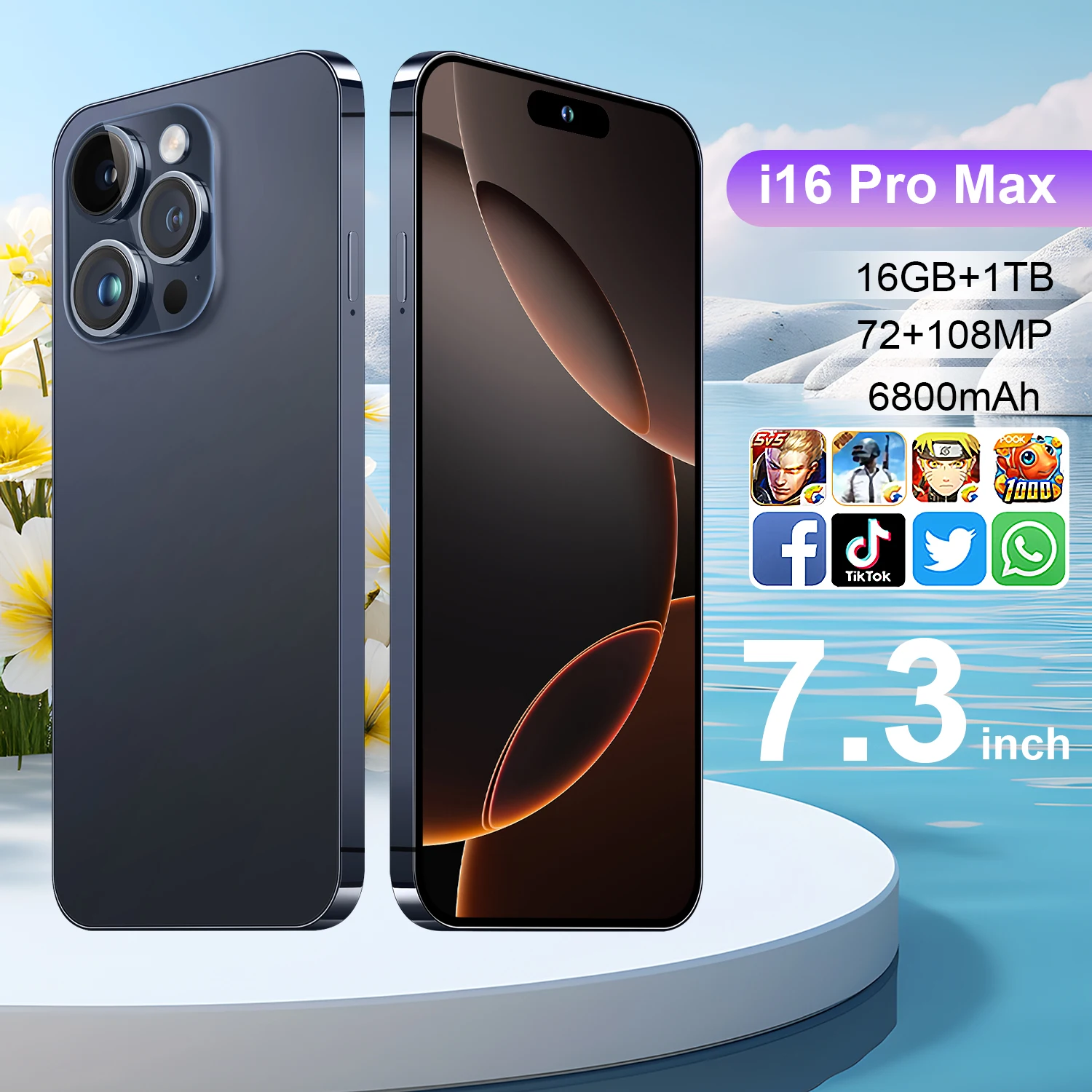 Experimente el teléfono i16 original 16 Pro Max 5G-Nuevo llegado 2024 6,7 pulgadas 16gb + 1tb